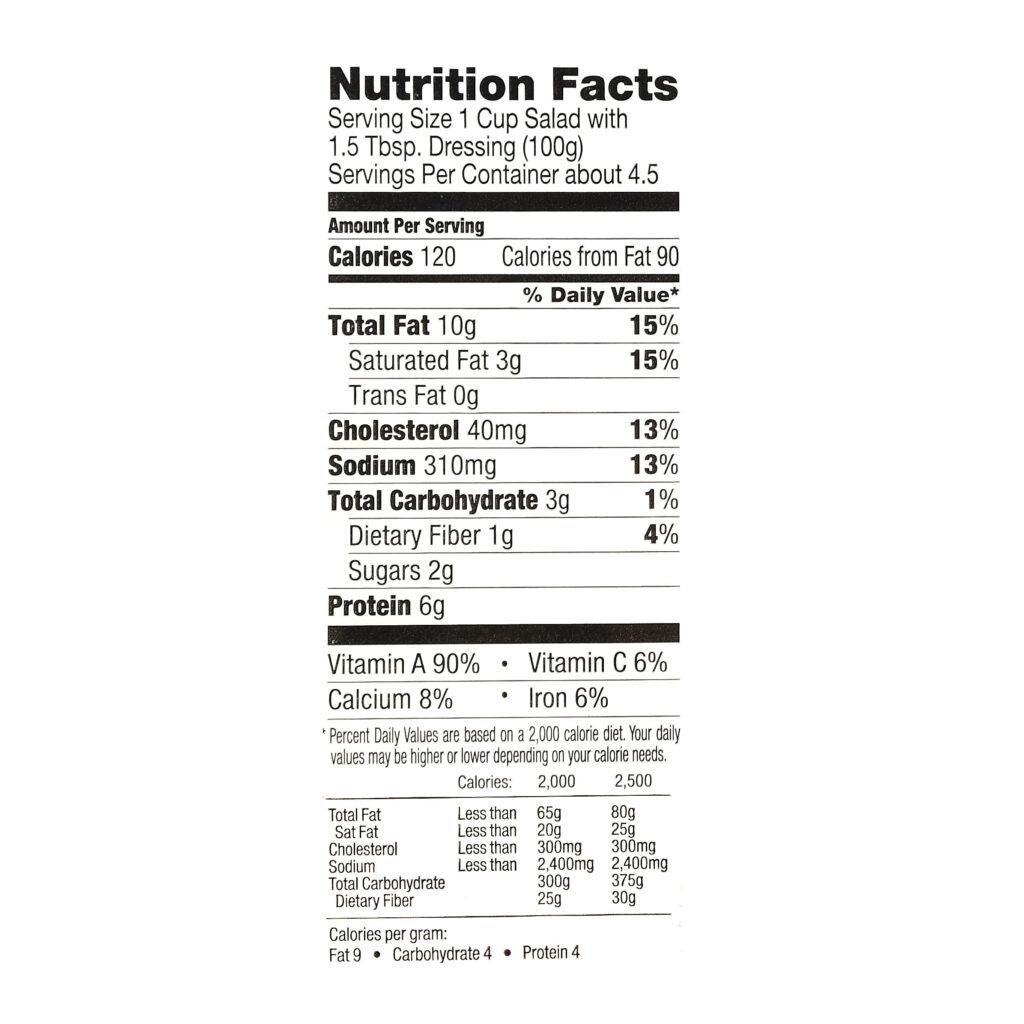 31 Salad Nutrition Label Labels Design Ideas 2020