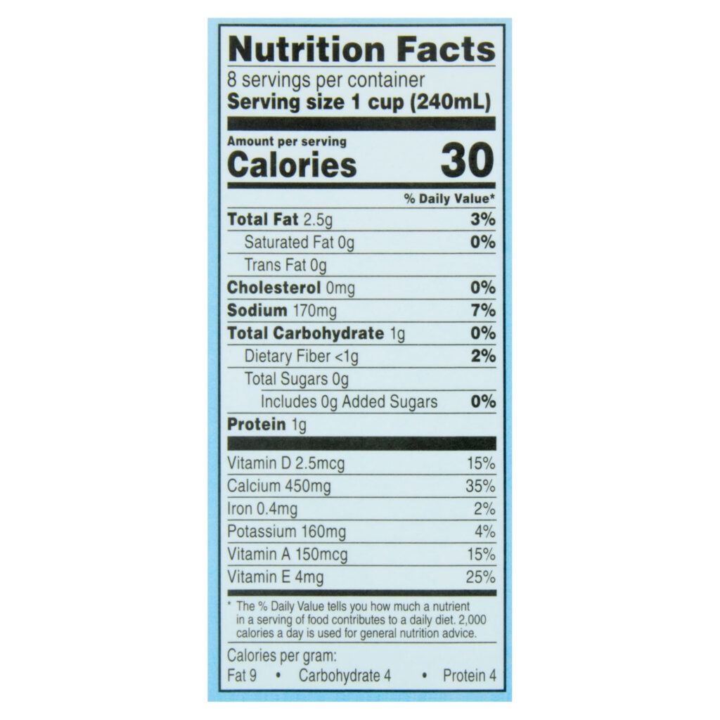 35 Almond Milk Nutrition Label Labels Database 2020