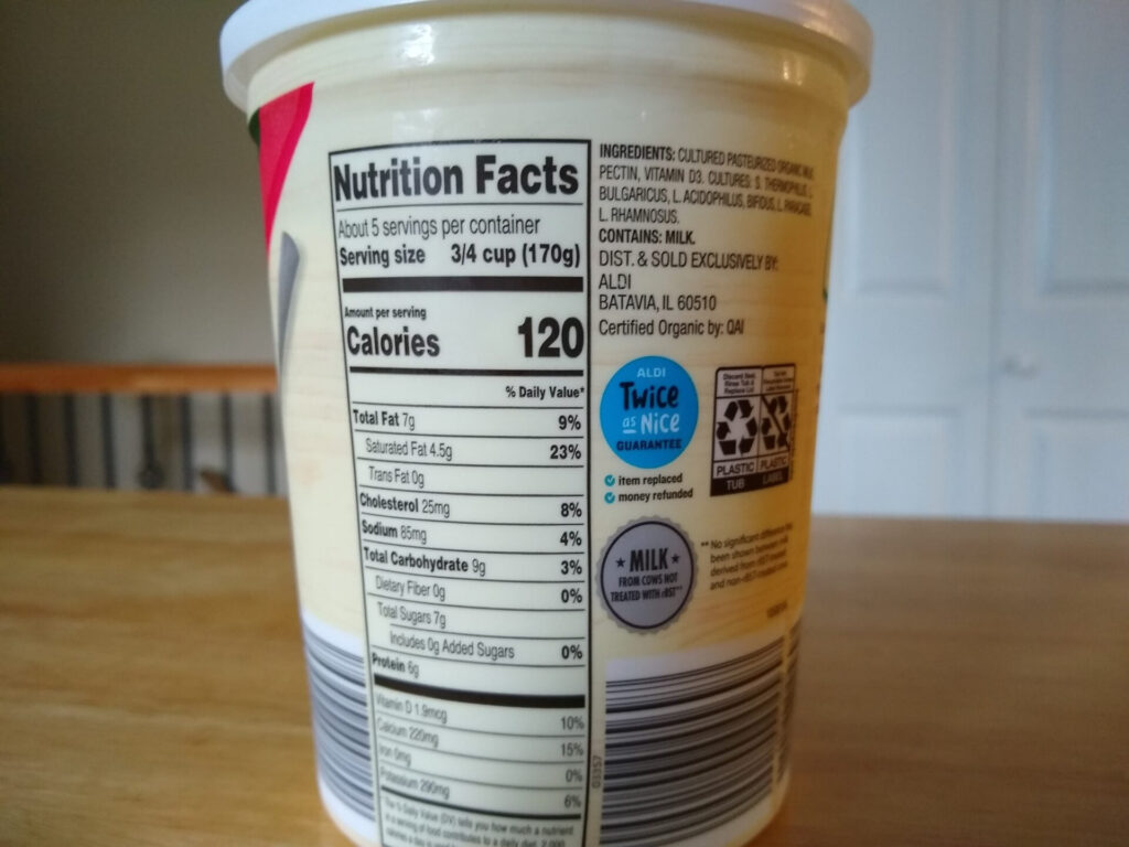 Aldi Greek Yogurt Vanilla Bean