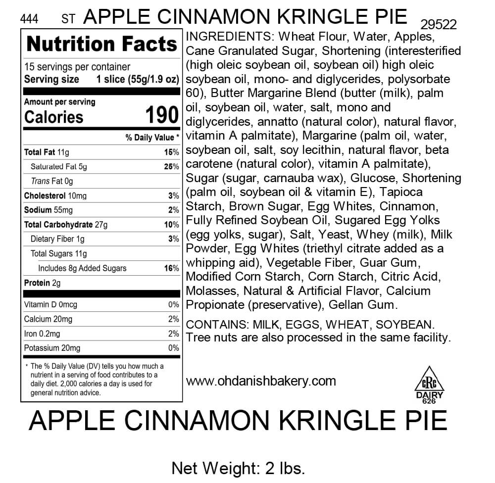 Apple Cinnamon Kringle Pie O H Danish Bakery Of Racine Wisconsin