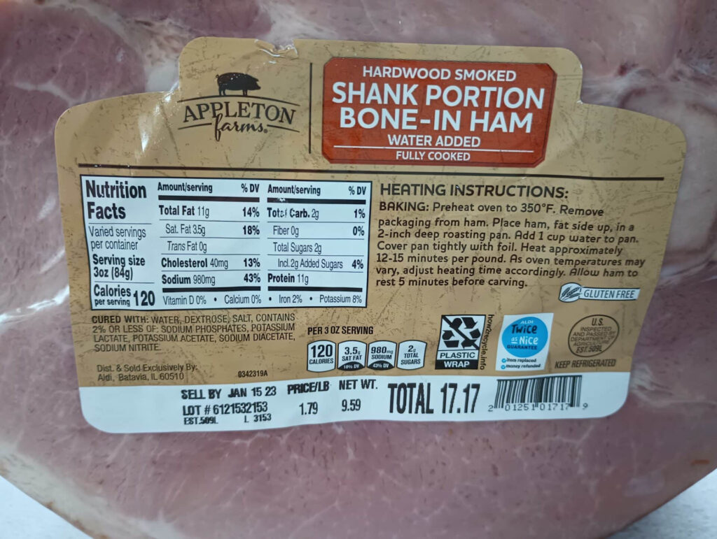 Appleton Farms Shank Portion Bone In Ham Aldi Reviewer