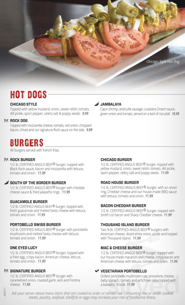 Black Rock Bar Grill Hartland MI Menus In Hartland Michigan 