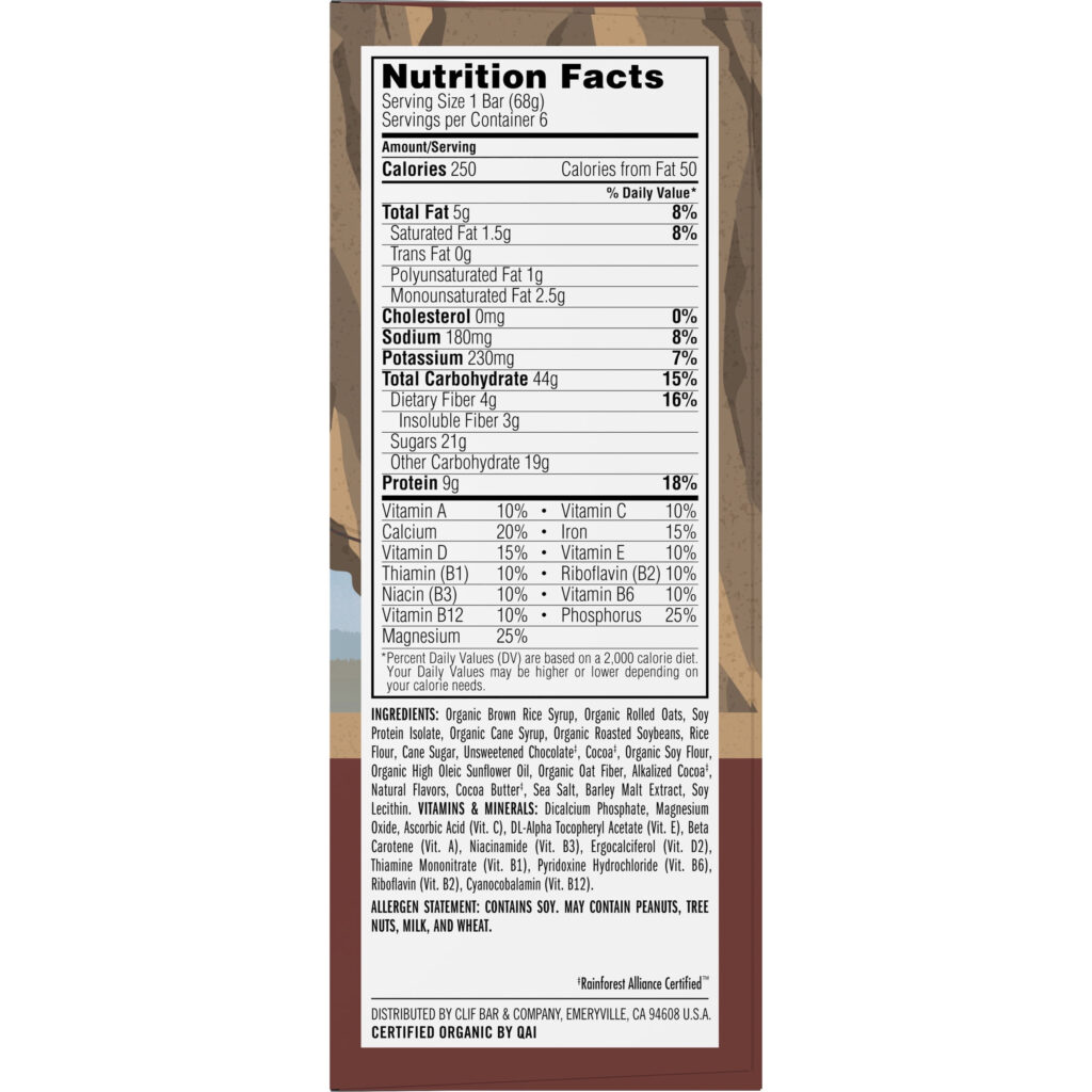 Brownie Clif Bar Nutrition Facts Nutrition Pics