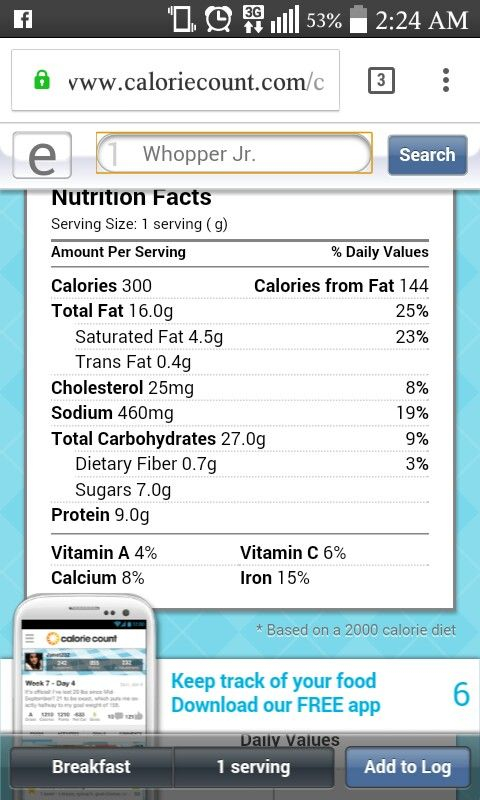 Burger King Whopper Jr No Cheese French Fries Nutrition Facts 