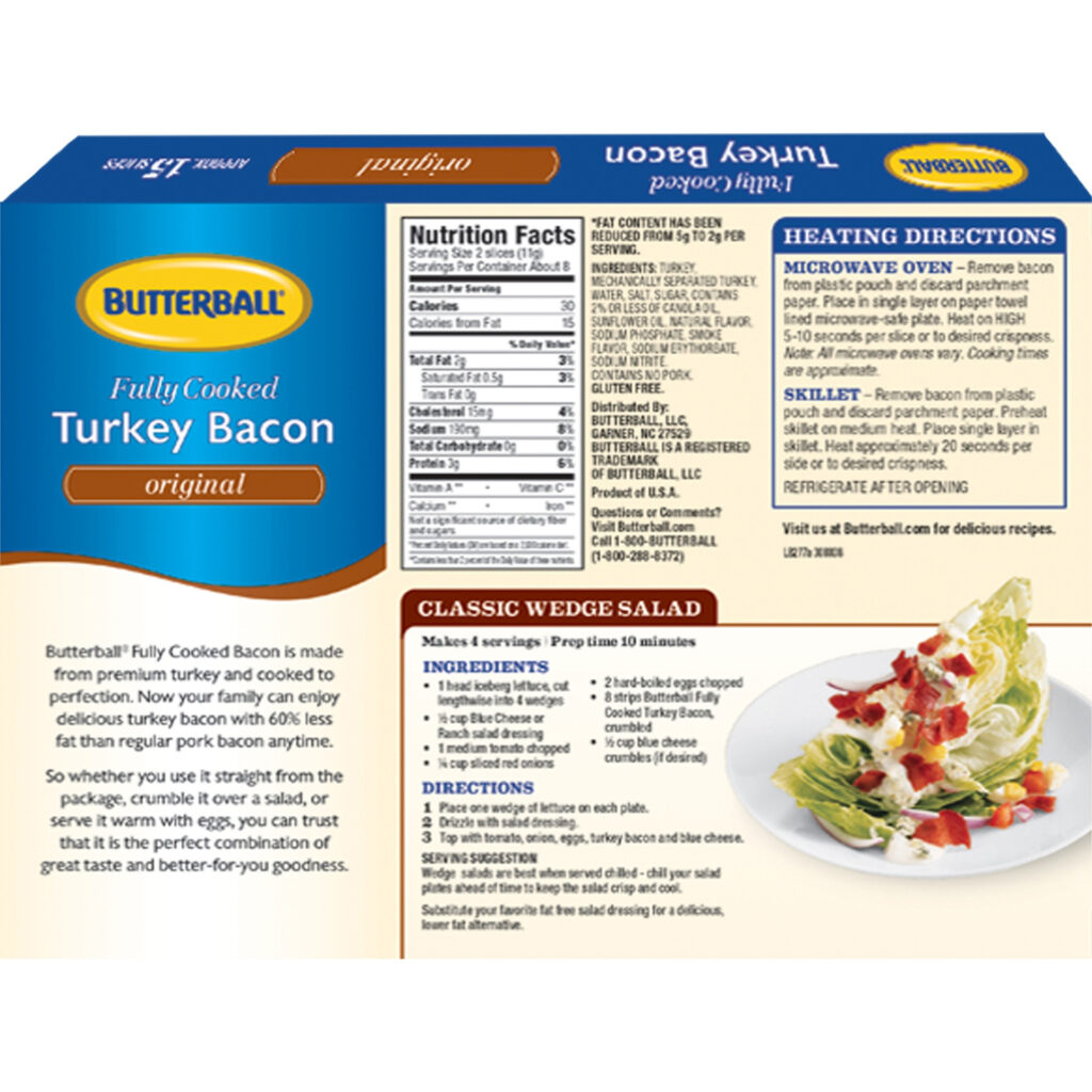Butterball Every Day Original Fully Cooked Turkey Bacon 3 Oz Shipt