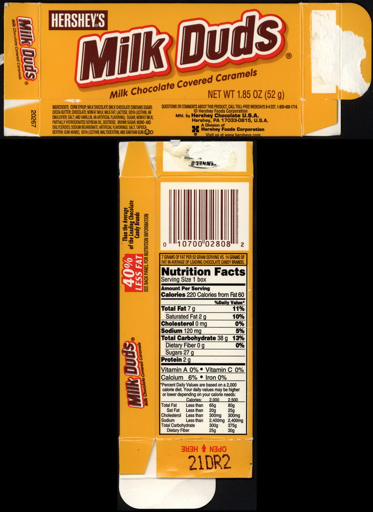 Calories In Hershey s Milk Duds Snack Size And Nutrition