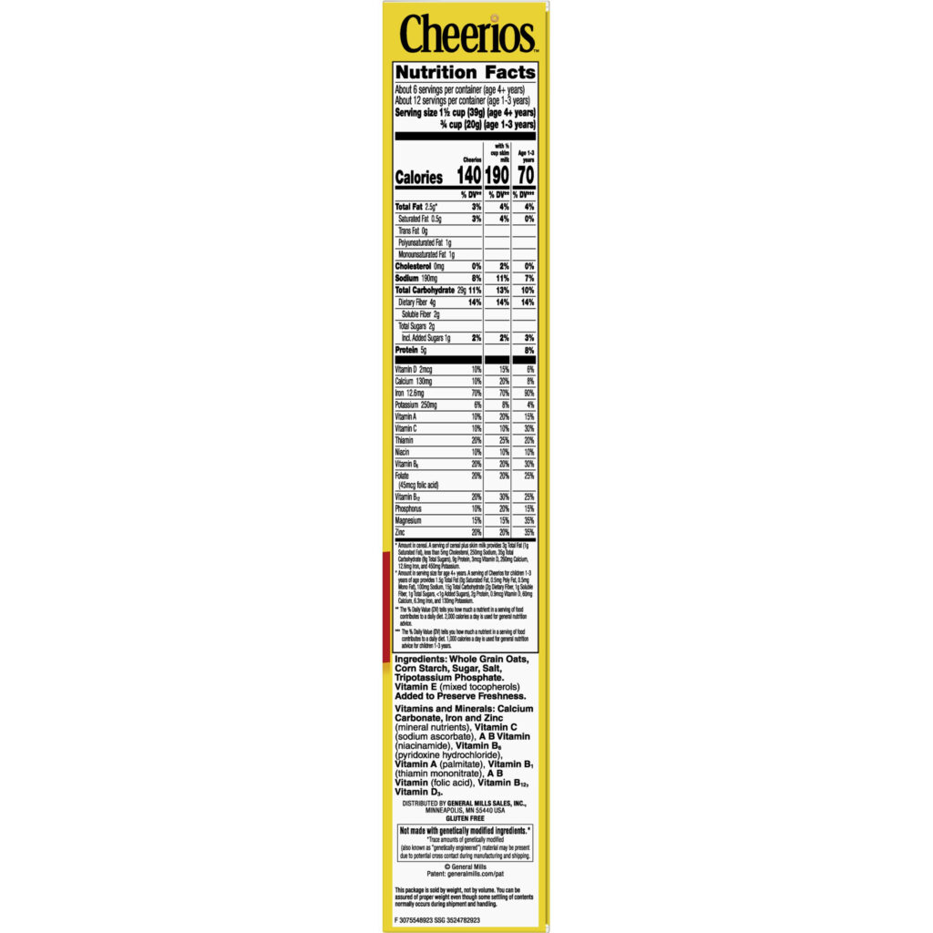 Cheerios Nutrition Facts Label Besto Blog