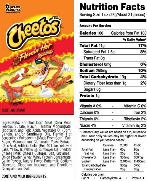 Cheetos Nutrition 496 612 Nutrition Labels Pinterest Throughout 