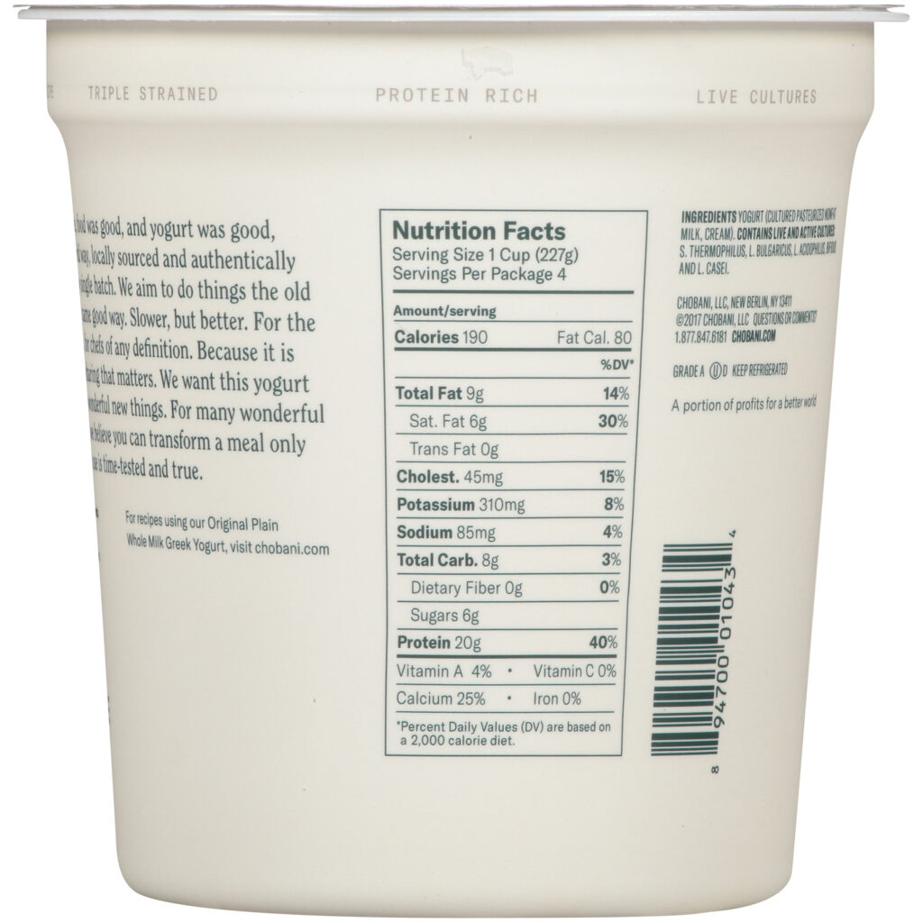 Chobani Plain Greek Yogurt Nutrition Facts Besto Blog