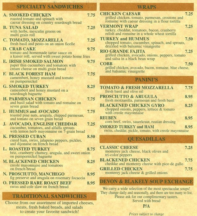 Devon Blakely Menu Menu Restauracji Devon Blakely Logan Square 