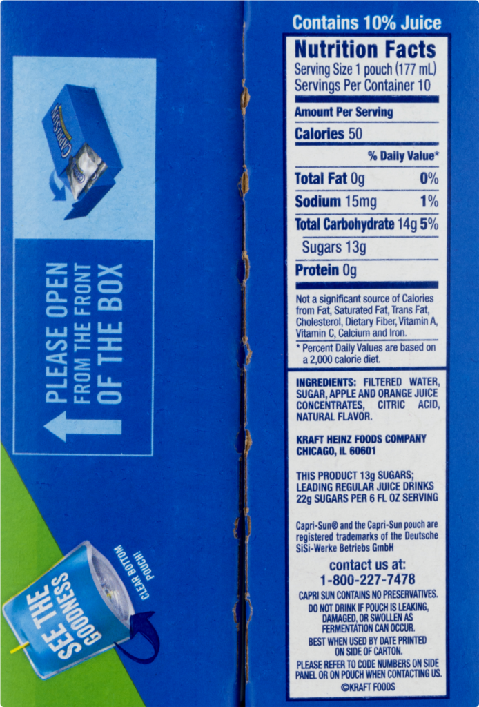 Download HD Capri Sun Nutrition Facts Capri Sun Roarin Waters Berry 
