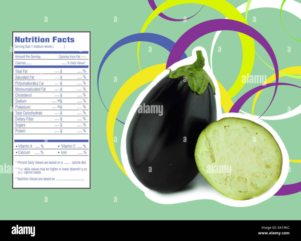 Eggplant Nutrition Facts Stock Photo Alamy