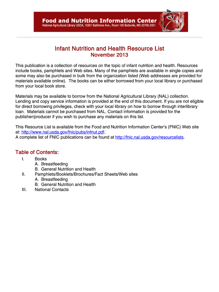 Food And Nutrition Information Center National Agricultural Library Nal 