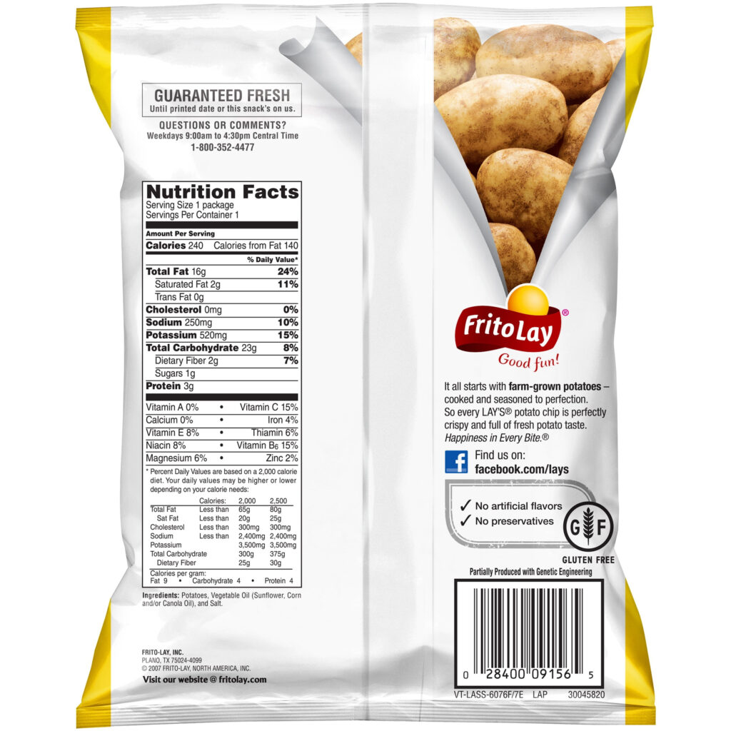 Food Label Potato Chips Decoding The Nutritional Facts And Beyond 