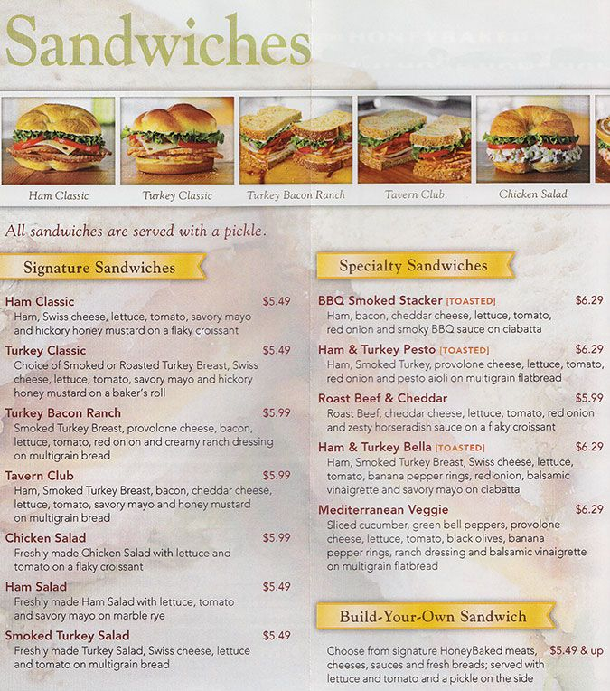 Honey Baked Ham Sandwich Nutrition Sweet Honey