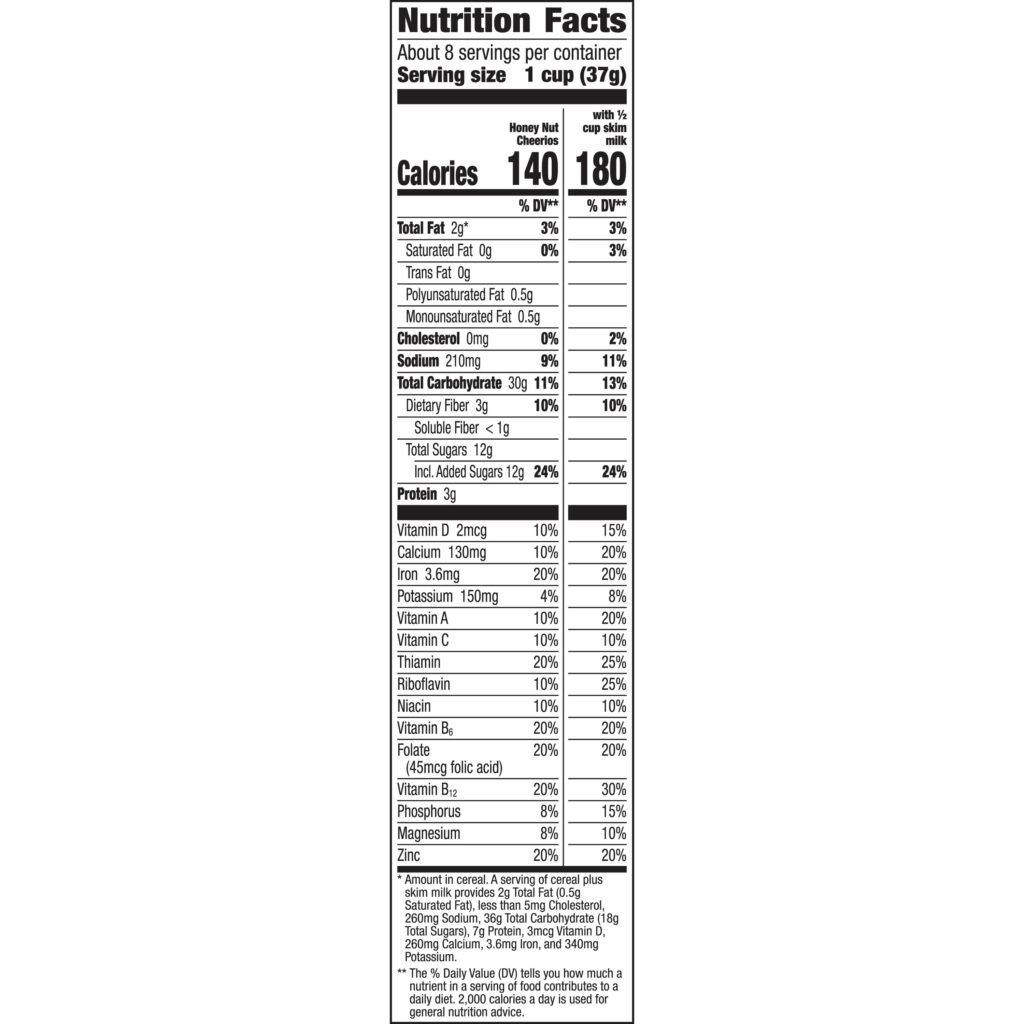 Honey Nut Cheerios Nutrition Facts Label Blog Dandk