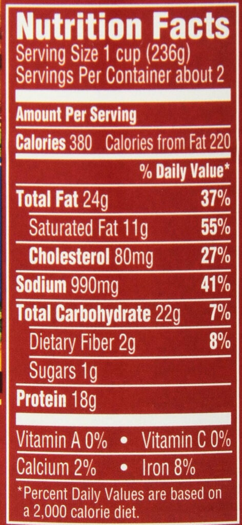 Hormel Corned Beef Hash Nutrition Facts