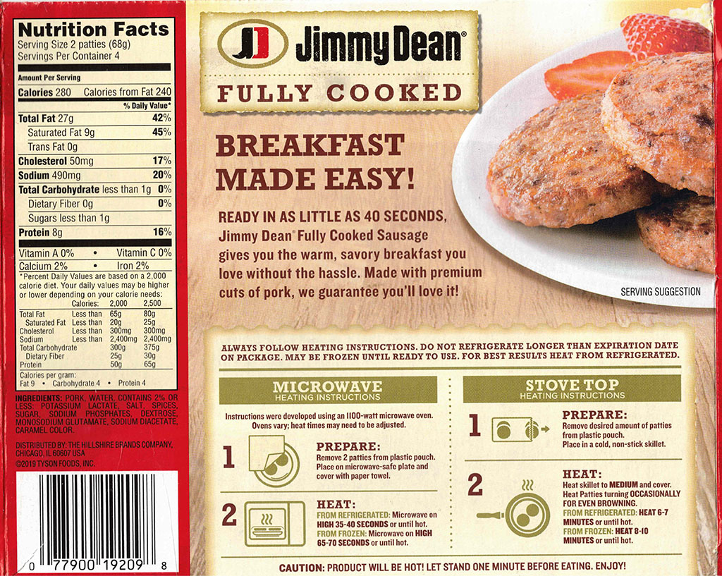 Jimmy Dean Fully Cook Pork Sausage Patties Review Shop Smart