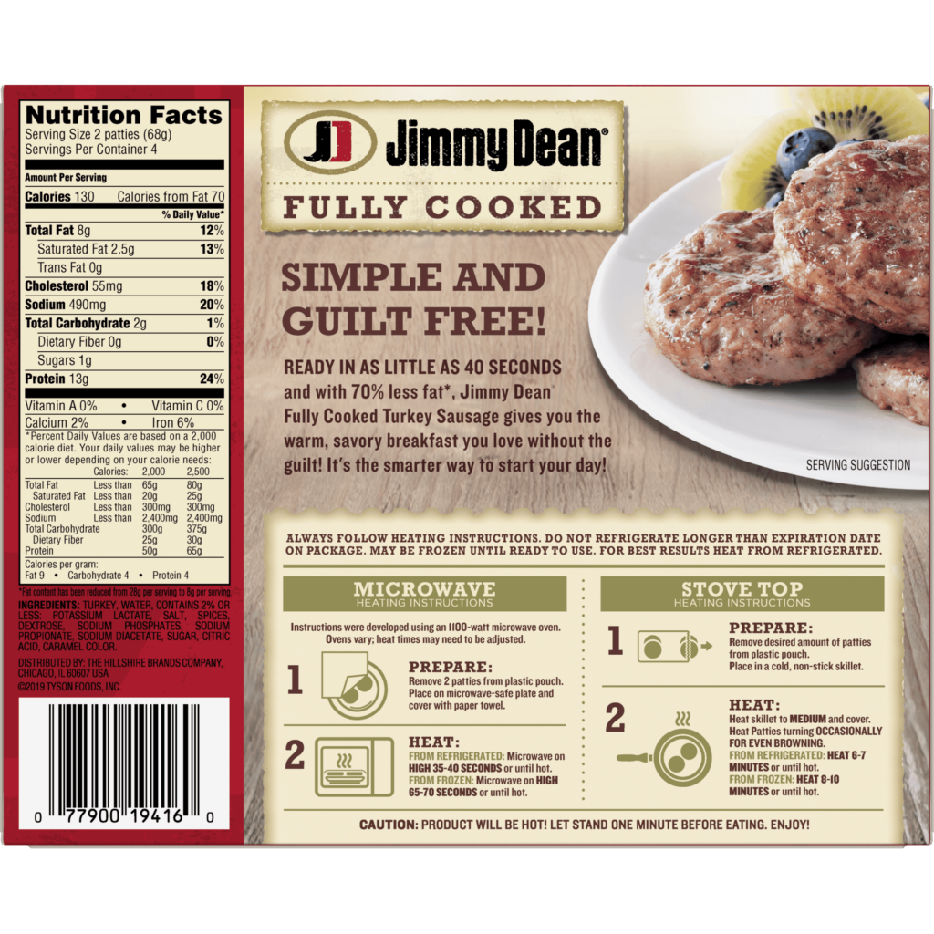 Jimmy Dean Sausage Patty Nutrition Information Nutrition Ftempo