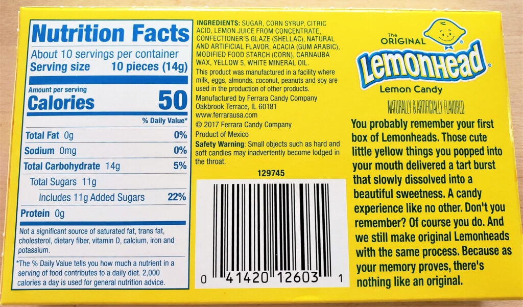 Lemonhead 142g Theater Box Crowsnest Candy Company