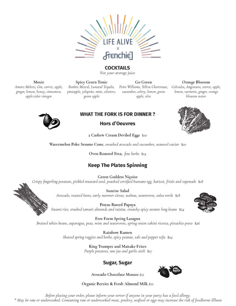 Life Alive Organic Cafe Pop Up At Frenchie Restaurant Secret Boston