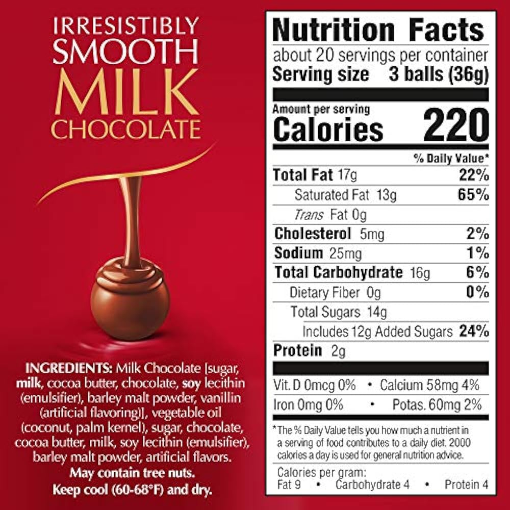 LINDOR Chocolate Truffles Milk Truffles 25 4 Oz 60 Count Grocery 