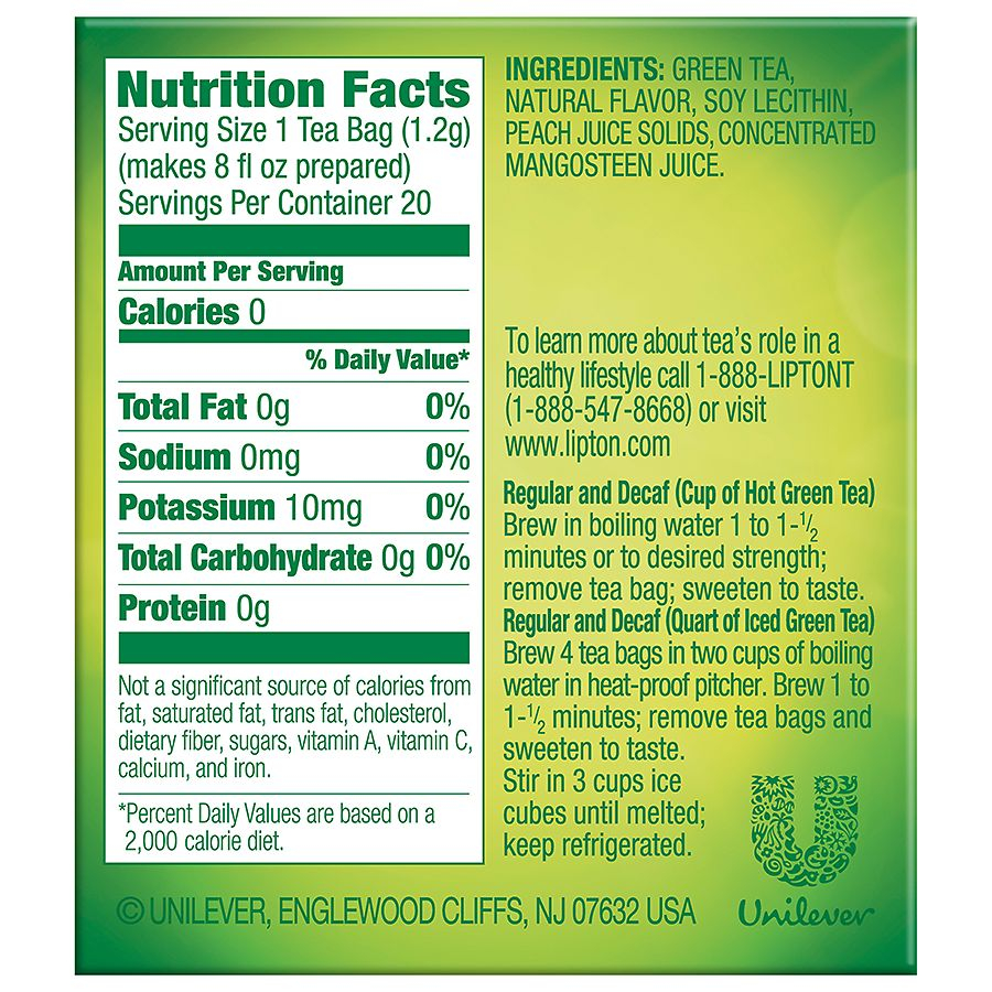 Lipton Green Tea Nutrition Facts