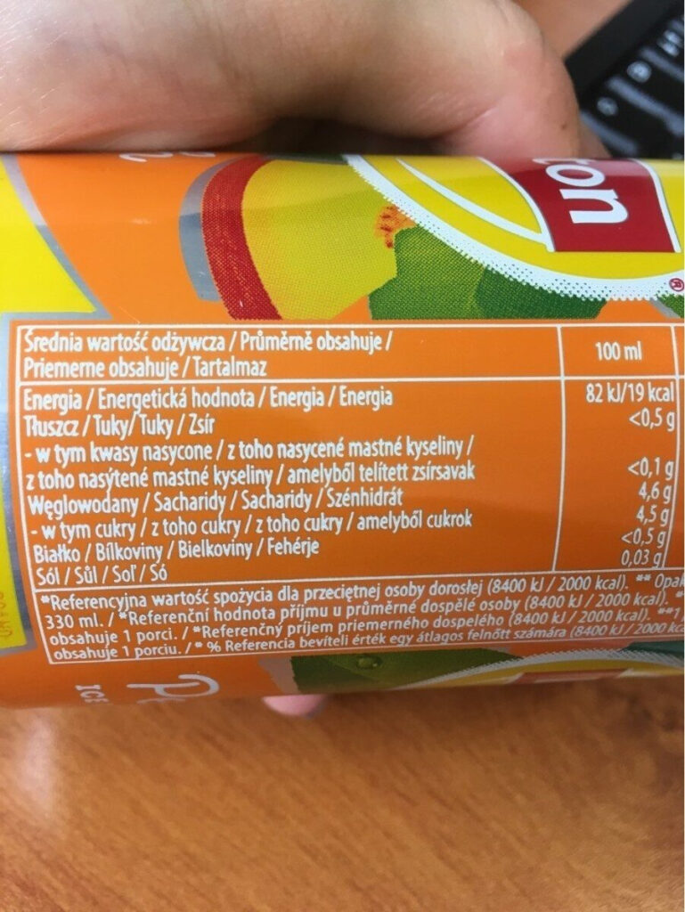 Lipton Ice Tea Nutrition Label