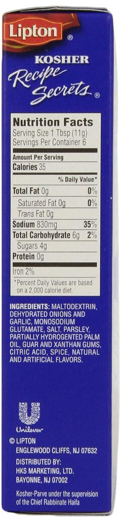 Lipton Onion Soup Mix Nutrition Label Best Label Ideas 2019