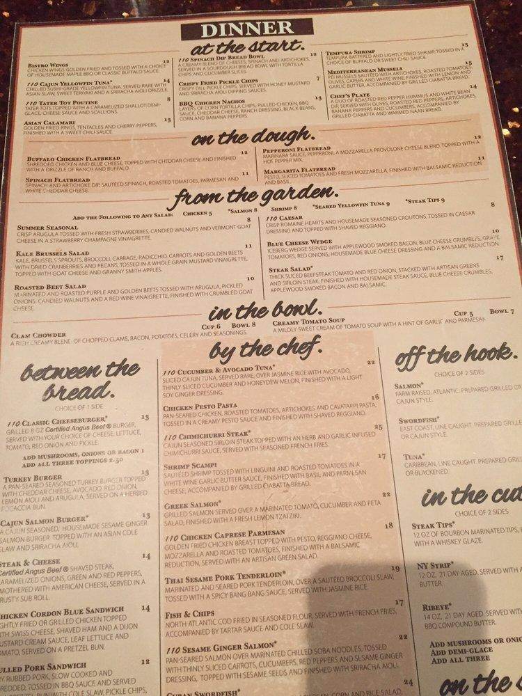 Menu At 110 Grill Braintree Pub Bar Braintree