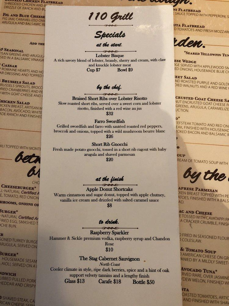 Menu At 110 Grill Haverhill Pub Bar Haverhill