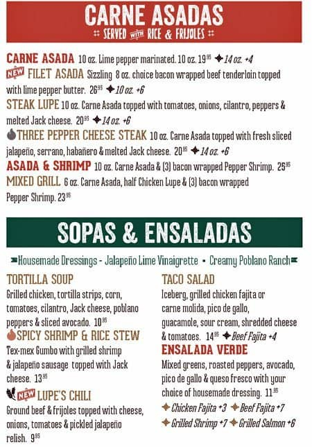 Menu At Lupe Tortilla Restaurant Pearland Smith Ranch Rd