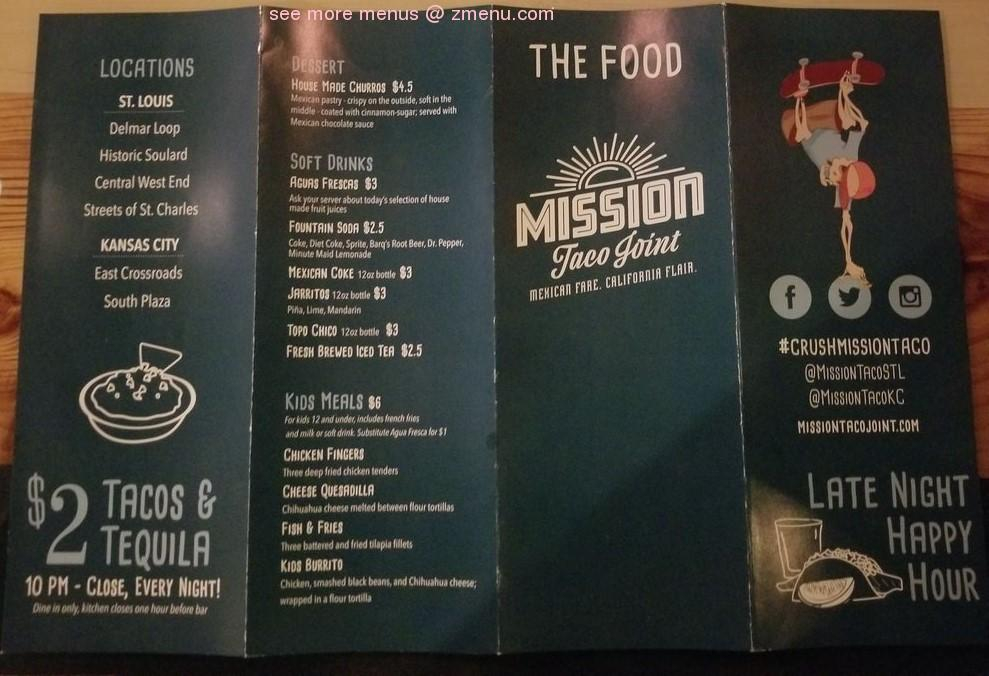 Menu At Mission Taco Joint Streets Of St Charles Pub Bar Saint 