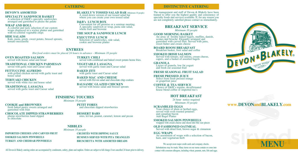 Menu For Devon Blakely In 1776 G St NW WA Sirved