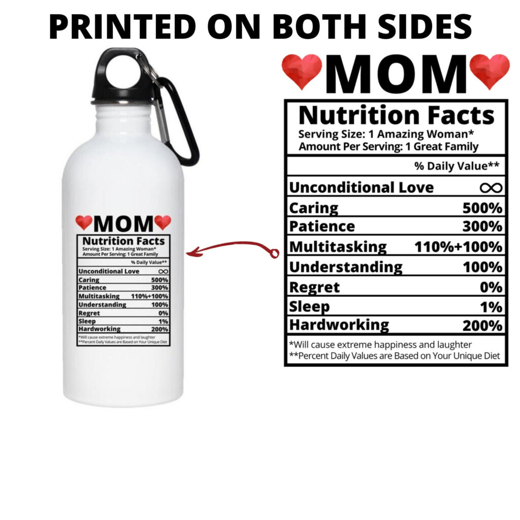 Mom Nutrition Facts Water Bottle Mothers Day Water Bottle For Etsy