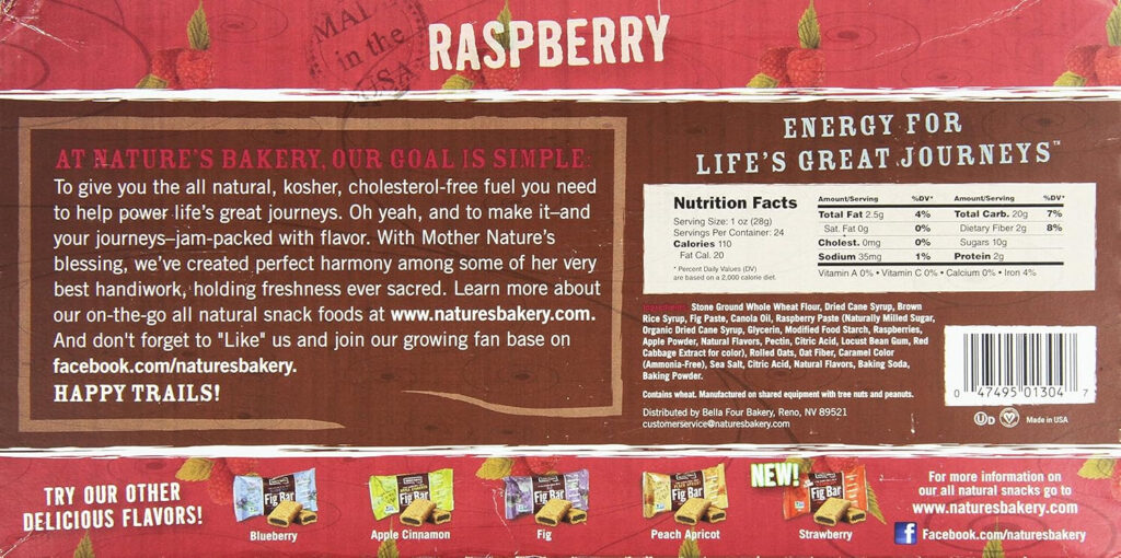 Nature s Bakery Fig Bar Nutrition