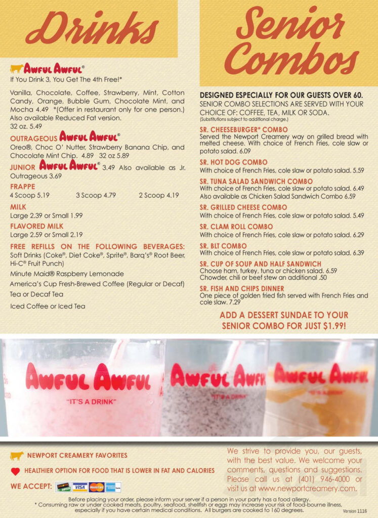 Newport Creamery Menus In Seekonk Massachusetts United States
