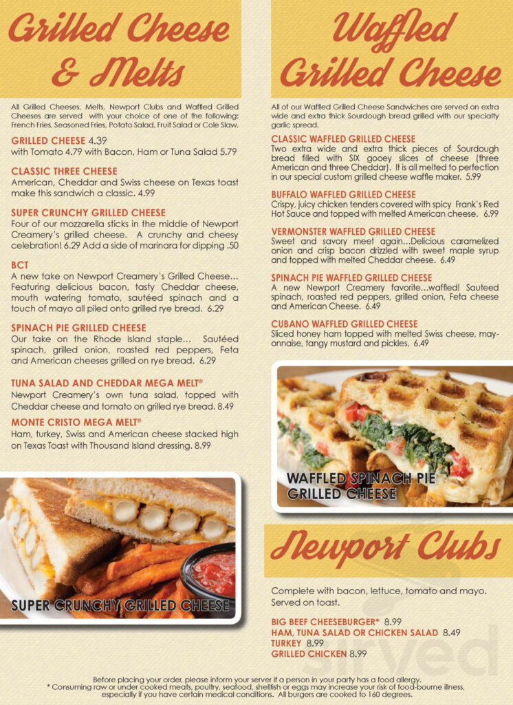 Newport Creamery Menus In Seekonk Massachusetts United States