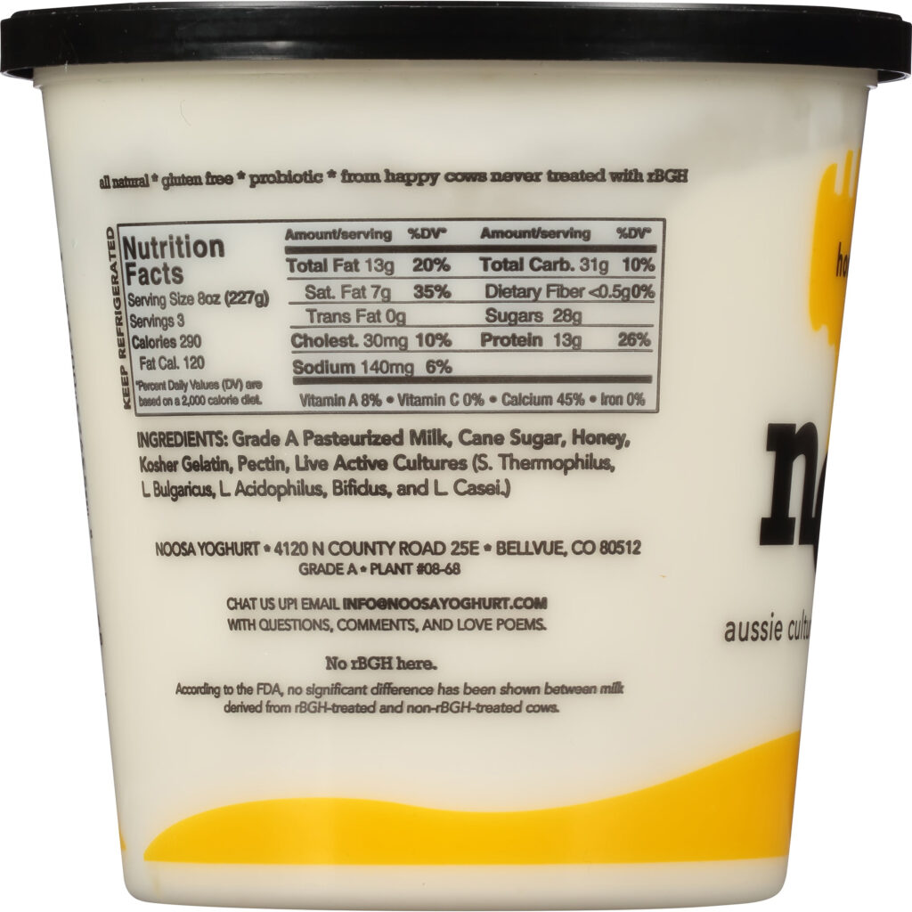 Noosa Yoghurt Nutritional Information Nutrition Ftempo