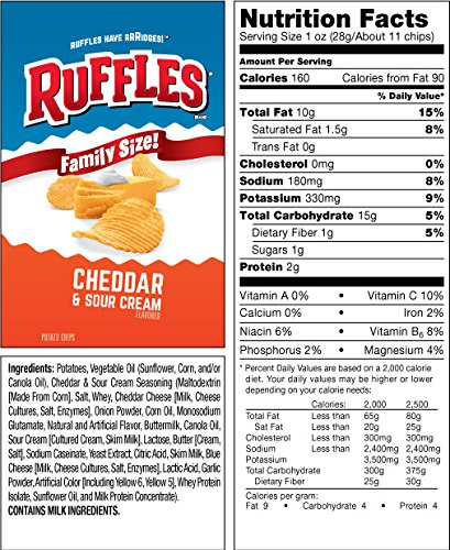 Nutrition Label For Ruffles Potato Chips Blog Dandk
