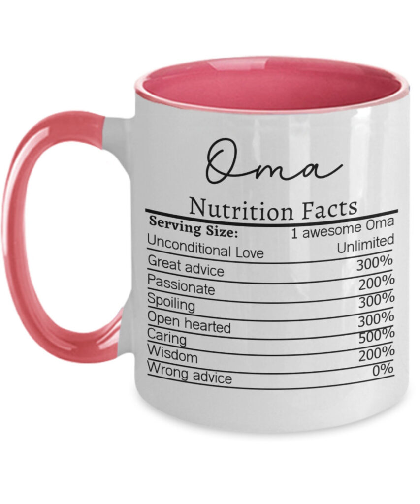 Oma Nutrition Facts Mug Oma Gifts For Oma Coffee Mug Oma Etsy
