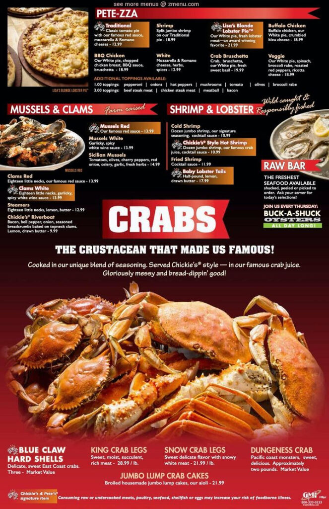Online Menu Of Chickies Petes Restaurant Bensalem Pennsylvania 