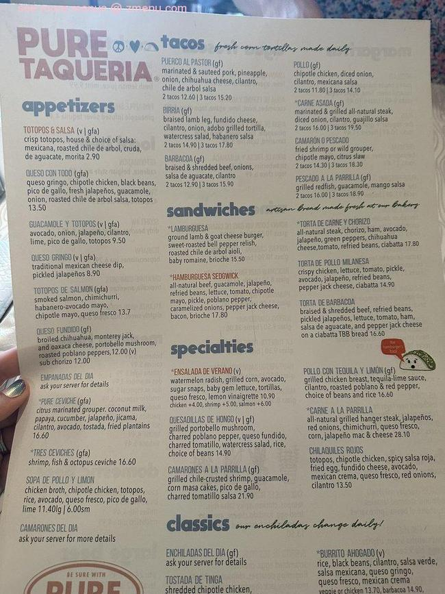 Online Menu Of Pure Taqueria Restaurant Duluth Georgia 30096 Zmenu