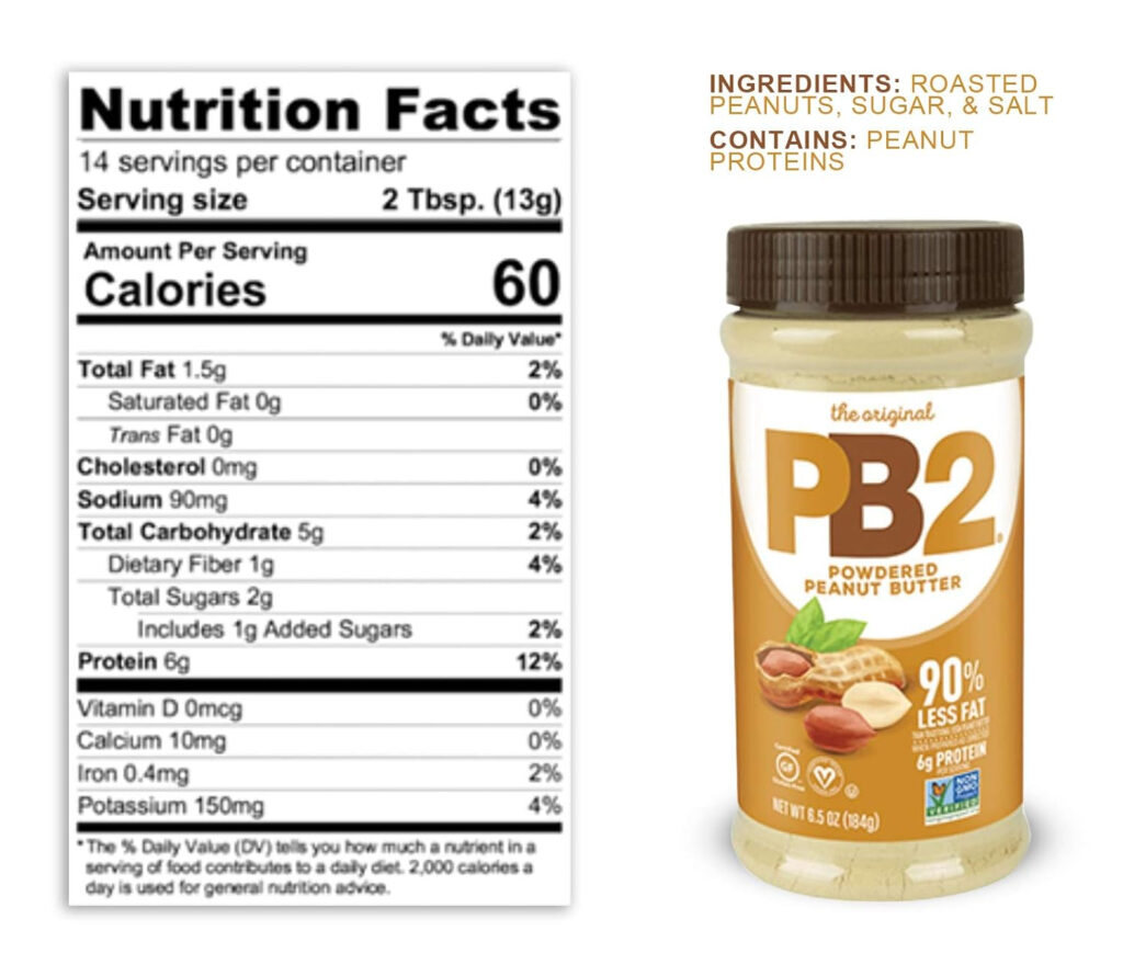 Pb2 Peanut Butter Nutrition Label Nutrition Pics