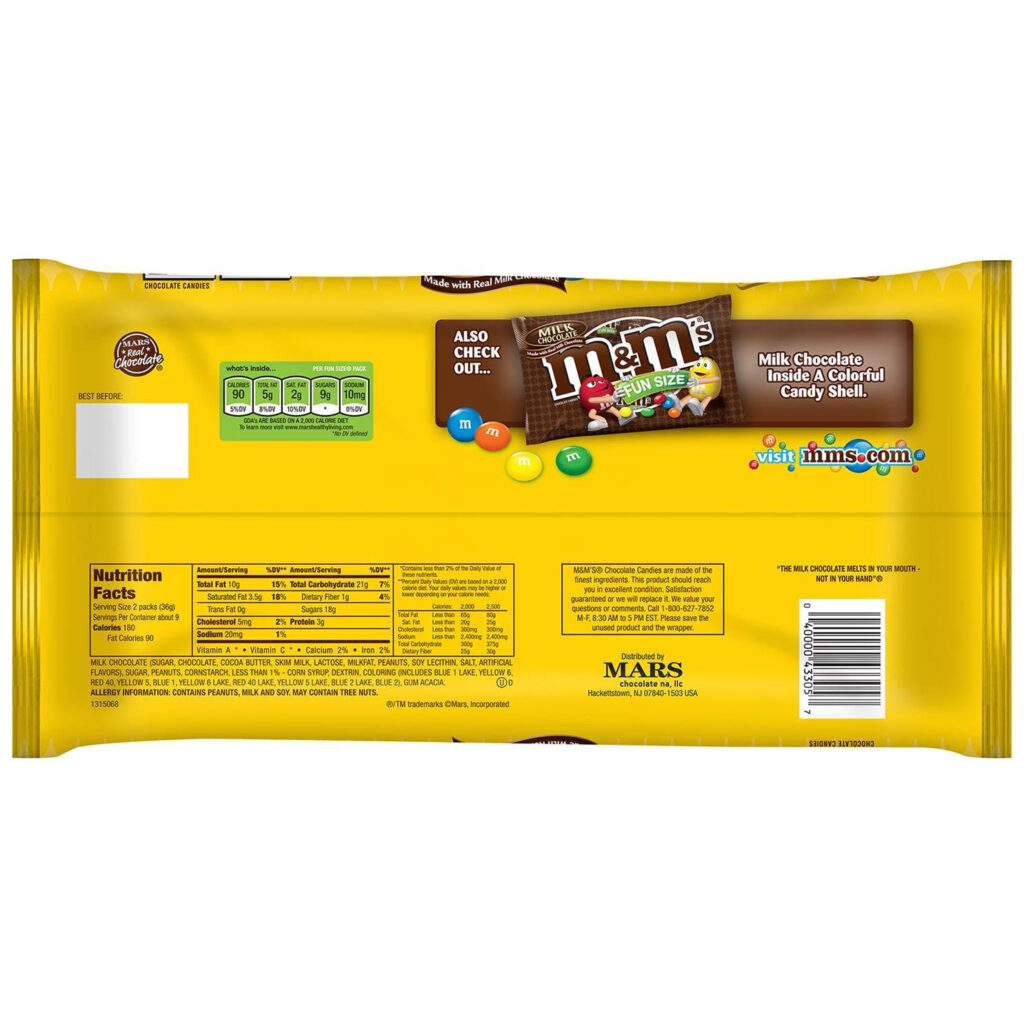 Peanut M Ms Nutrition Fun Size Besto Blog