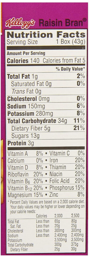 Raisin Bran Cereal Nutritional Info Besto Blog
