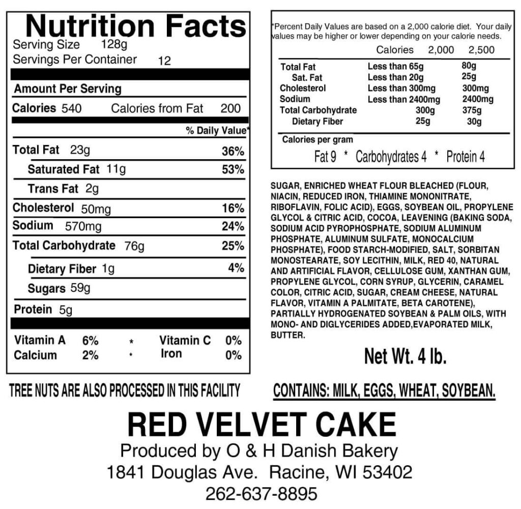Red Velvet Cake O H Danish Bakery Of Racine Wisconsin