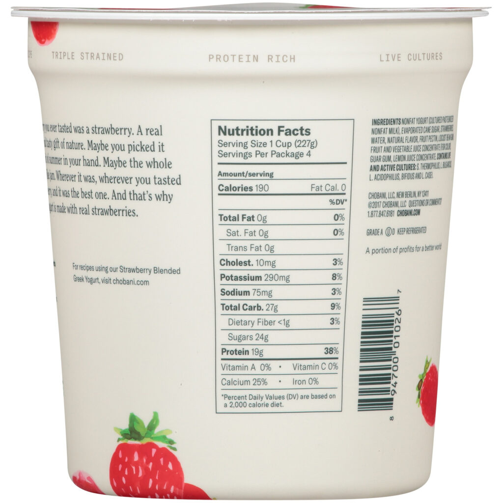 Strawberry Yogurt Nutrition Label Pensandpieces