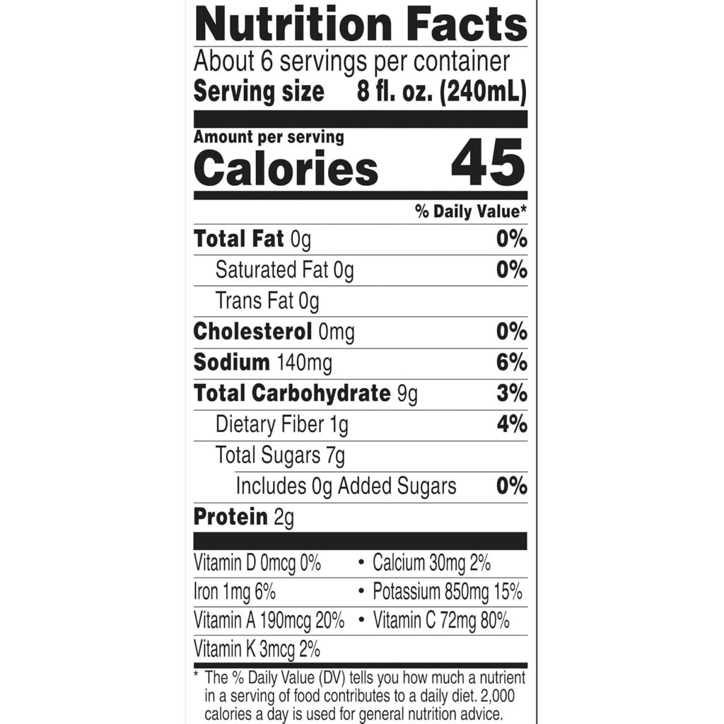 V8 Juice Nutrition Facts Vitamin K Blog Dandk