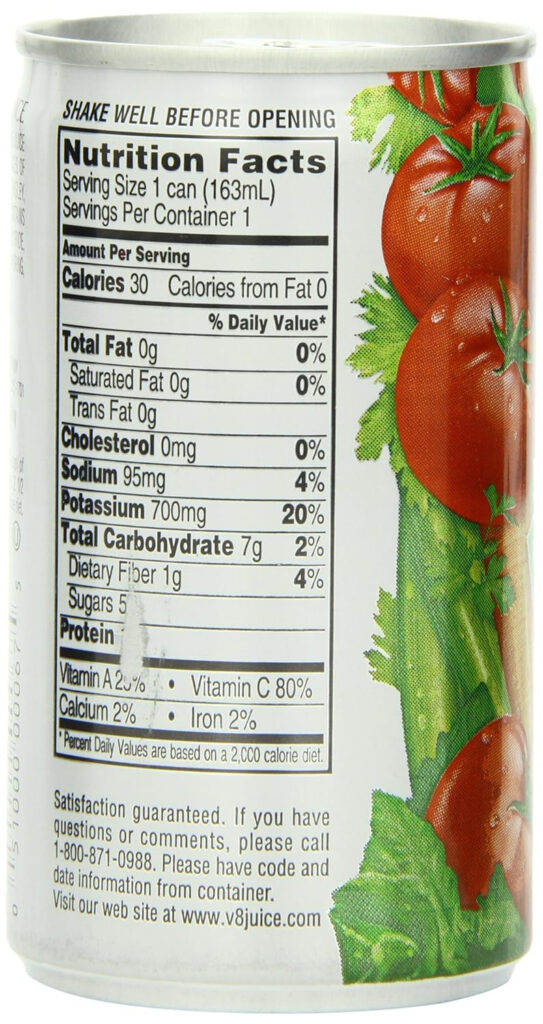 V8 Original Low Sodium Nutrition Facts Besto Blog